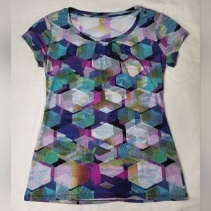 ❤️ Worthington Colorful T-shirt. Size Small. Pink, Blue, Teal, White & Yellow.